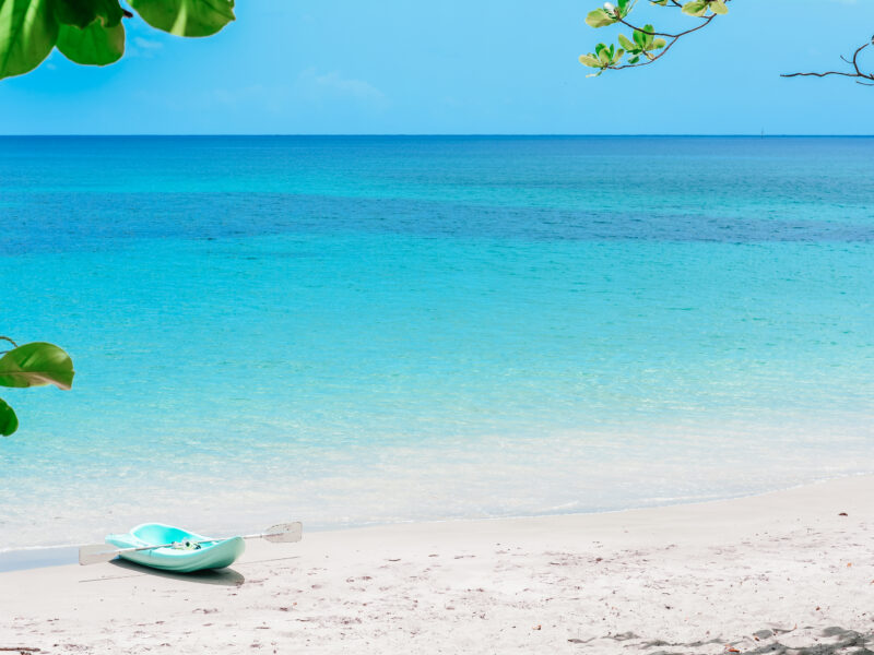 Blue,Kayak,By,The,Beach,In,Bequia,Island,In,Saint