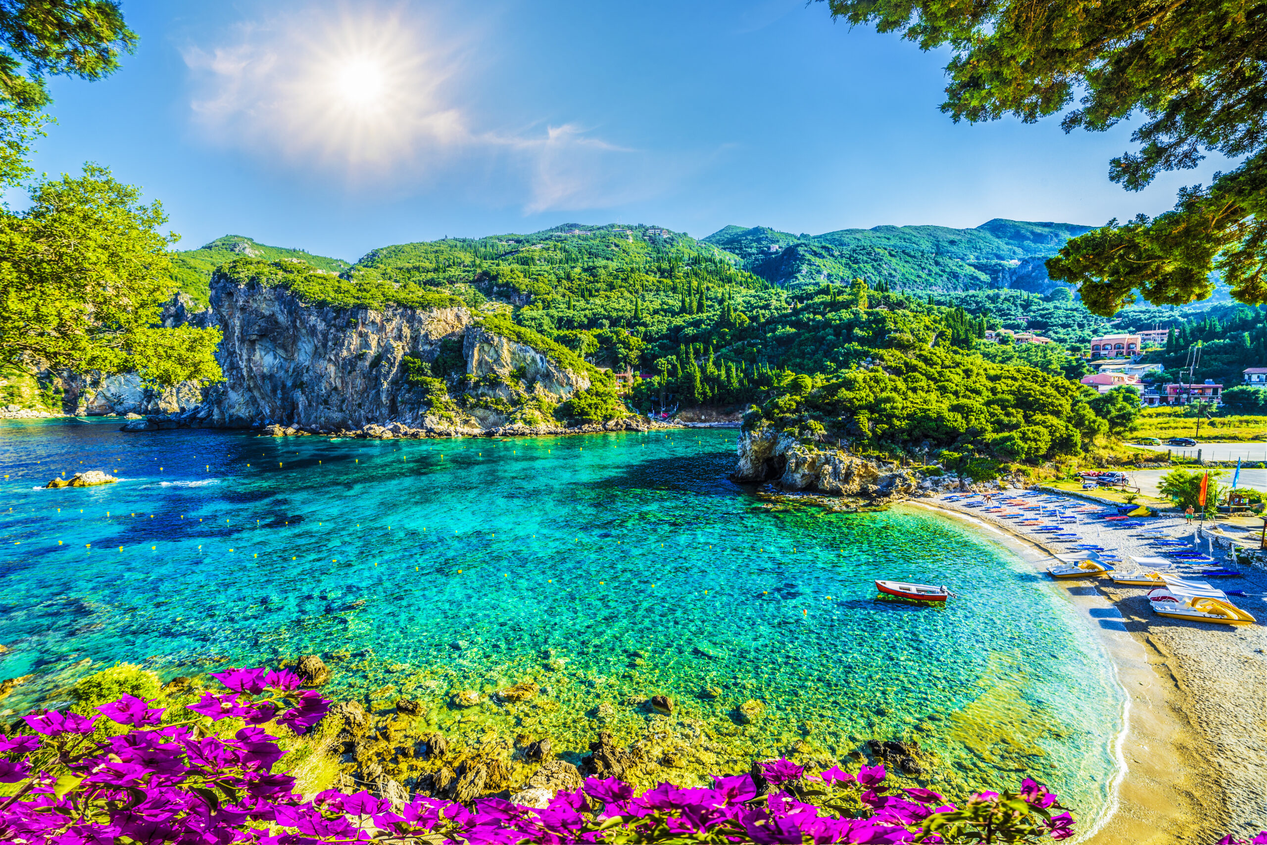 Amazing,Bay,With,Crystal,Clear,Water,In,Paleokastritsa,,Corfu,Island,