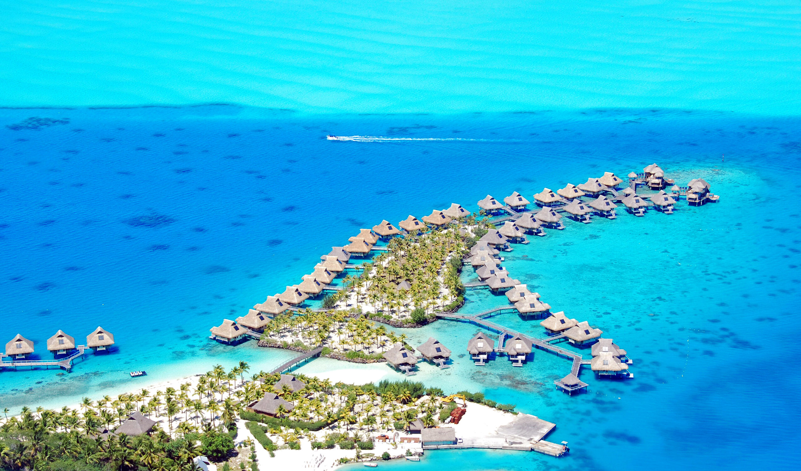 Resort,At,Bora,Bora,,,Aerial,View