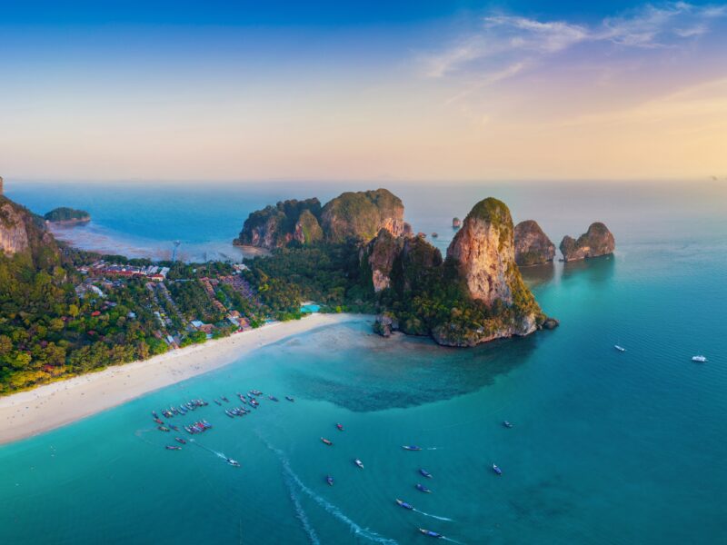 Panorama,Of,Railey,Beach,At,Sunset,,Krabi,,Thailand.
