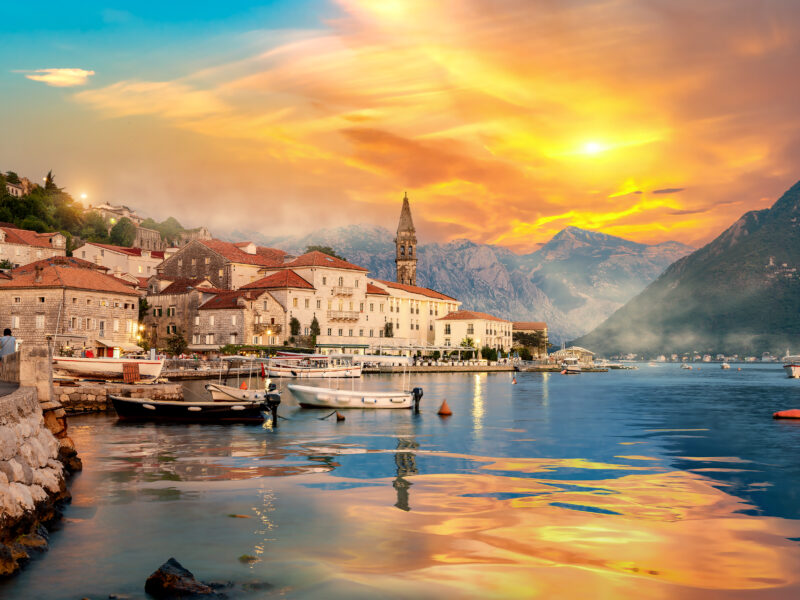 Historic,City,Of,Perast,In,The,Bay,Of,Kotor,In