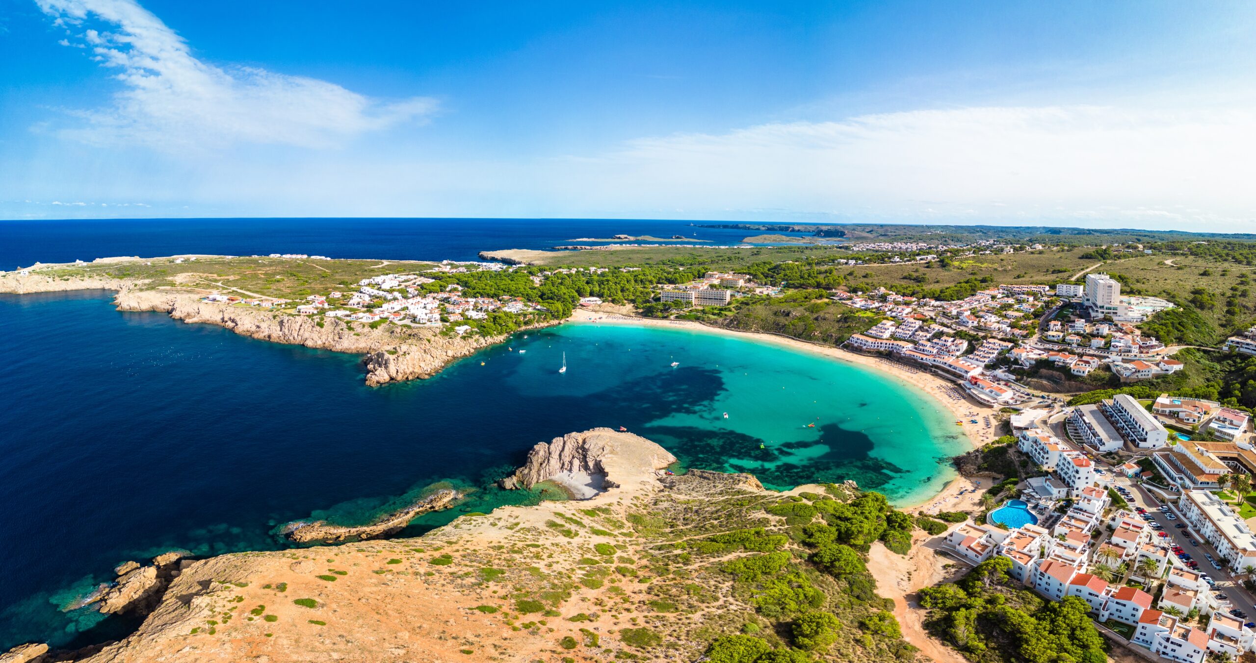 Areal,Drone,View,Of,Beautiful,Bay,And,Arenal,D’en,Castell