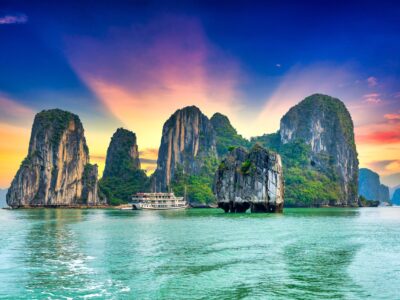 Dreamy,Sunset,Landscape,Halong,Bay,,Vietnam,View,From,Adove.,This