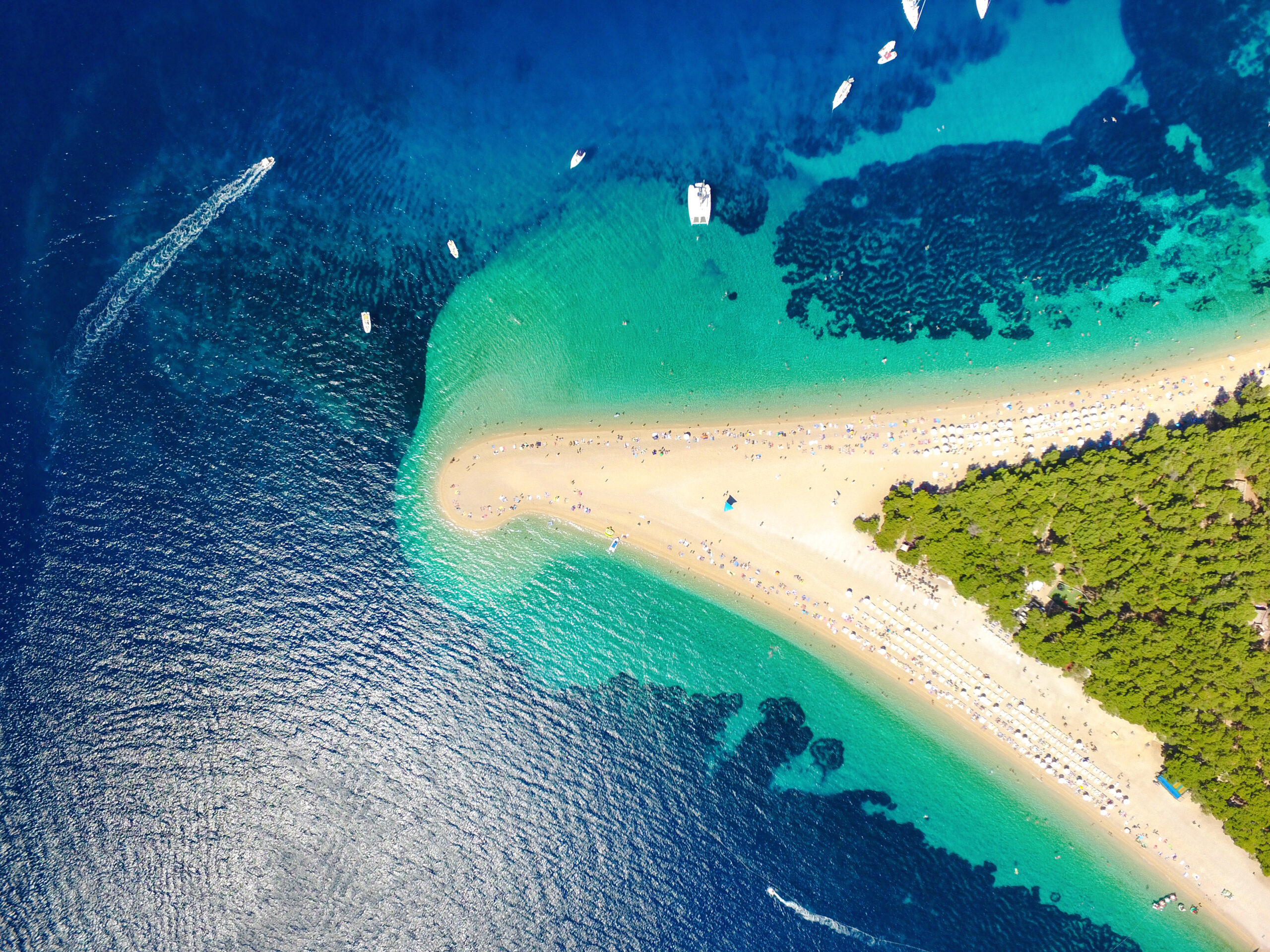 Aerial,View,Of,Zlatni,Rat,Beach,In,Bol,,Island,Brac,