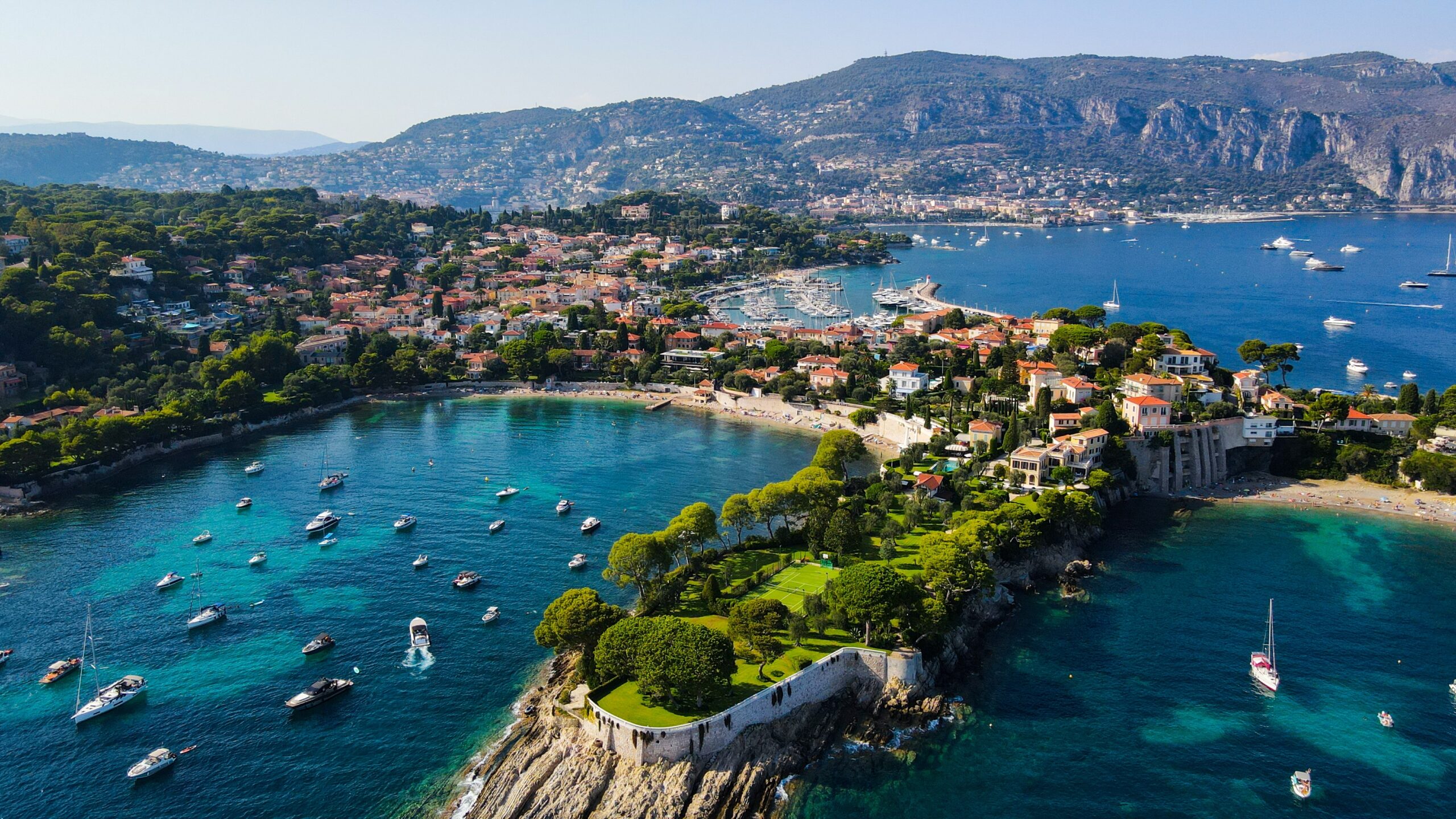 Aerial,Drone,View,Of,Saint-jean-cap-ferrat,,French,Riviera,(côte,D’azur),,France.