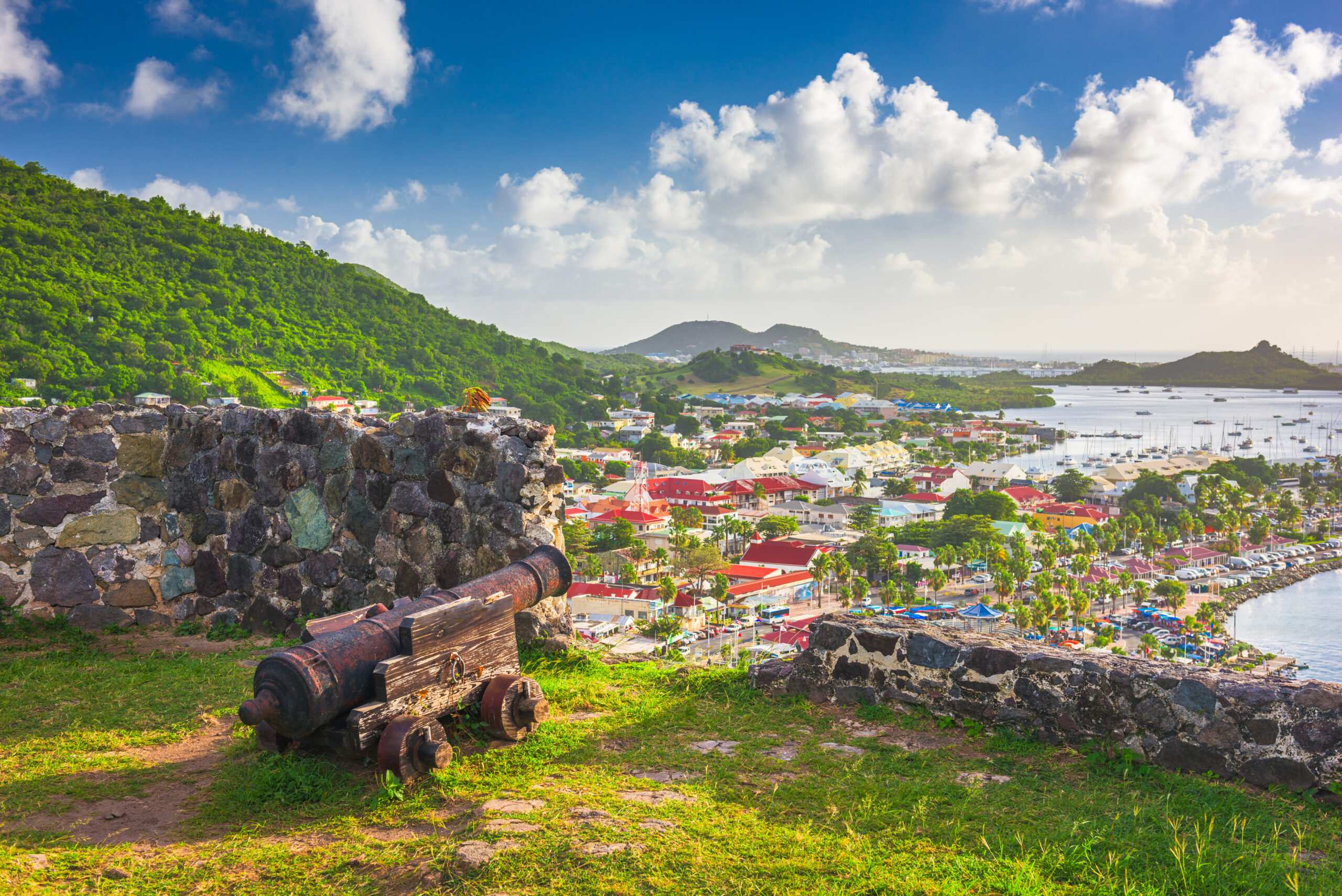 Marigot,,Saint,Martin,Town,Skyline,From,Fort,Louis,In,The